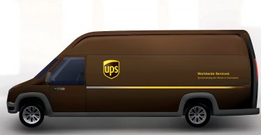 Artistic rendering of plug-in electric delivery trucks