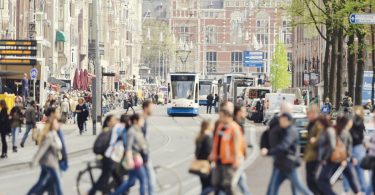 Damrak and central station Amsterdam city center. Source: Sweco
