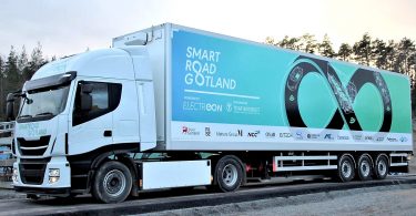 Electric truck for wireless charging. ©_Smartroad Gotland