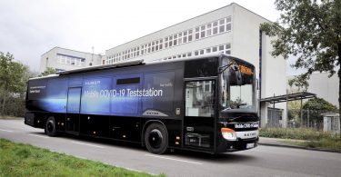 Setra inter-city bus as a mobile Covid-19 testing station